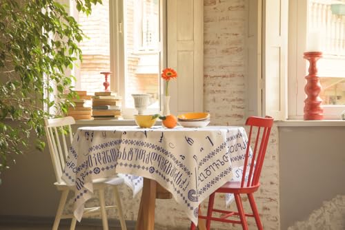 Nappe alphabet géorgien coton bleu fini les tables ternes