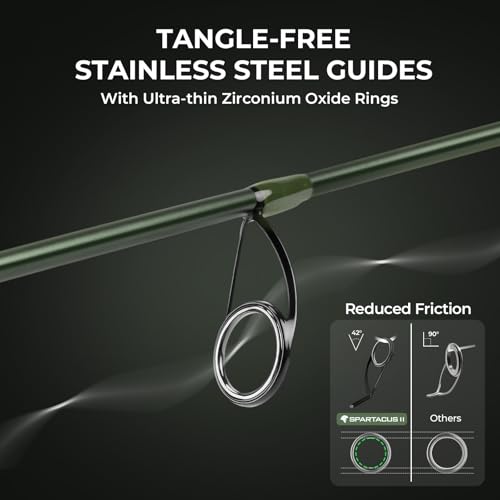 Image of KastKing Spartacus II Twin-Tip Fishing Rod and Reel Combo, Spinning & Casting Combo, Fishing Poles and Reels Combo, KastFlex IM6 Graphite Blanks, 2-Piece Rods with Extra Tip