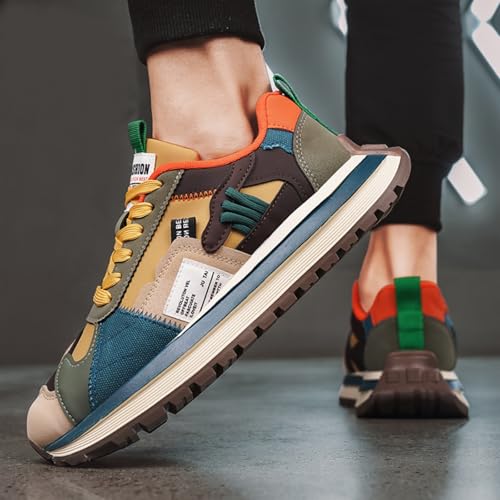 Mens Fashion Multicolor Lace-Up Platform Sneakers Low-Top Non Slip Round Toe Casual Chunky Sports Shoes for Gym Sports Tennis Jogging Running Walking3