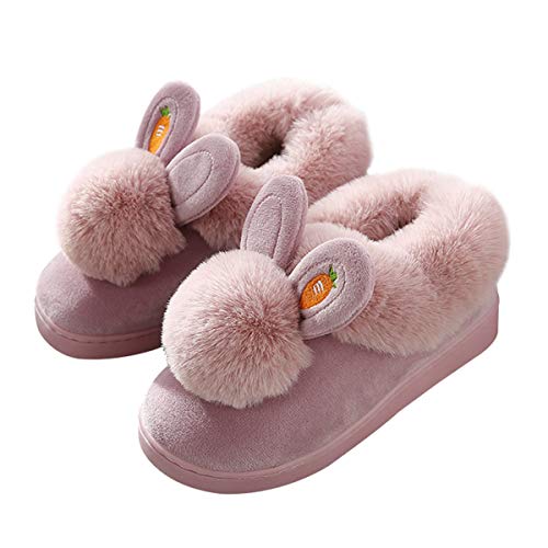 Zapatillas de Estar por Casa niña, Mujer Pantuflas de algodón con Memoria,Ultraligero Antideslizante Pantuflas de casa para Mujer(32-33EU/Tamaño de Etiqueta 34/35,Rojo Cover
