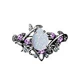 INURAN S925/10K/14K/18K Solid Gold Pear Gemstone Vintage Engagement Ring Set Leaf Unique Vine White Opal Wedding Anniversary Ring Set Black Gold Bridal Ring Set