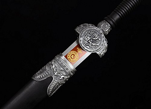 Chinese Zodiac Jian Sword – Hand-Forged High Carbon Steel, Twelve Zodiac Animal Pictograph Engraving, Decorative Collectible & Martial Arts Practice, Non-Sharp Blade (32”)