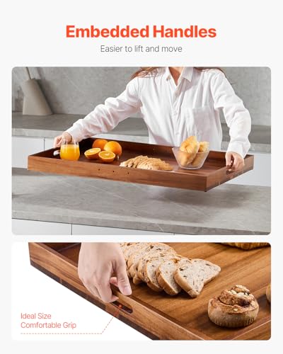 Image of VEVOR Noodle Board Stove Cover, Stove Top Cover Board for Gas Burner & Electric Stove, Acacia Wood Cutting Board with Built-in Handles, RV Stovetop Cover /Kitchen Sink Cover for Counter Space & Tray