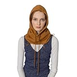 BA UNIQUE FASHION Unisex Sporty Snood Hat with drawstring Hood Scarf Neck Warmer Winter Balaclava Hood (Camel)