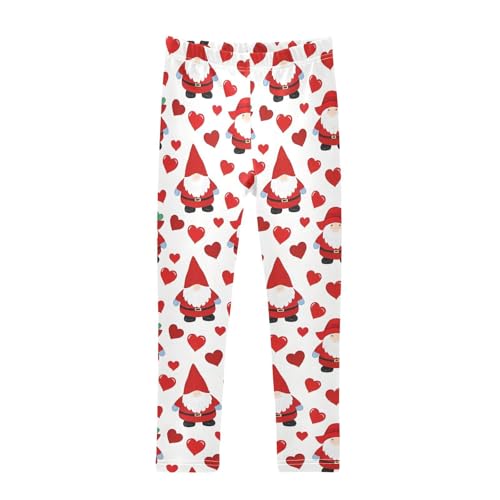 Cute Valentines Day Gnome Love Girls Leggings Soft Stretch Workout Yoga Dance Pants for Kids Casual Tights