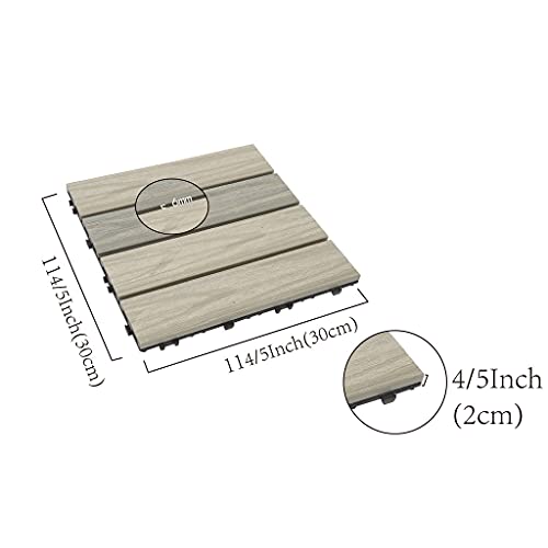 Famobay Wood Plastic Composite Patio Deck Tiles (12" X 12", 6 Pcs，3D Organic White),Diy Interlocking Decking Tiles, Floor Tile,Durable, Maintenance,Waterproof,Indoor Outdoor #TOP1