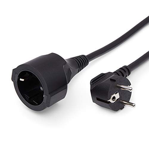 Amazon Basics Verlängerungskabel, 1 m, Schwarz (2 Stück), Stecker auf Buchse