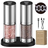 Electric Salt and Pepper Grinder Set with Storage Base, Type-C...