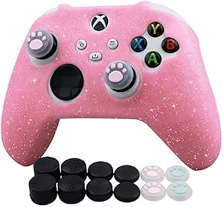 RALAN Xbox Series Glitter Silicone Controller Skins with 12 Thumb Grips, Sweat-Proof Anti-Slip Controller Cover Skin Protector Compatible with Xbox Series S/X Controller