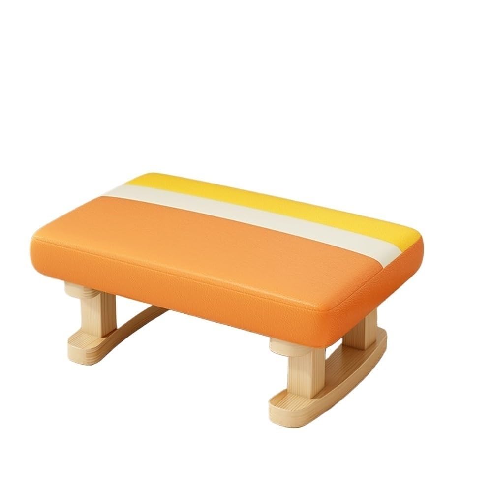 MYUYEE Shoe Bench Entryway- Household Low Stool Solid Wood Small Stool Coffee Table Stool Door Shoe Changing Stool(Orange)