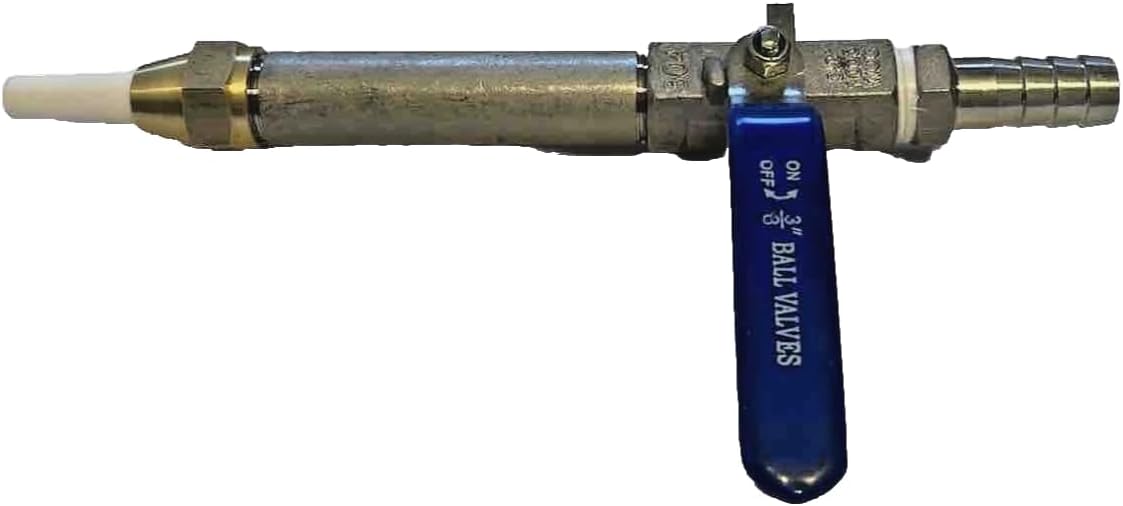 Sandblaster Nozzle Gun Stainless Steel: Type 2 Holder, Valve, with Ceramic Tip & 1/2" Barbed Hose Fitting
