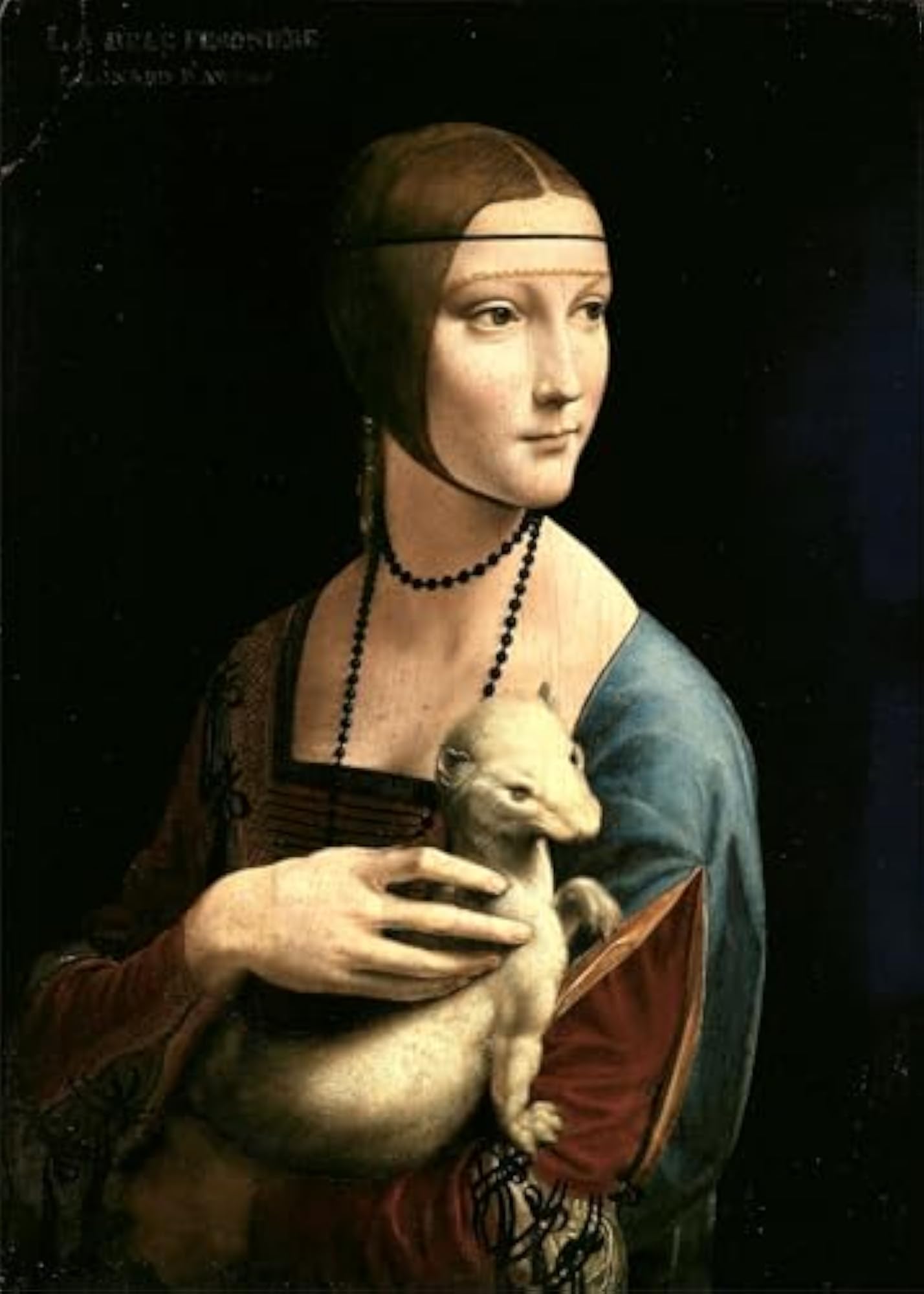 Lady with an Ermine Painting by Leonardo-Da-Vinci, Framed Canvas