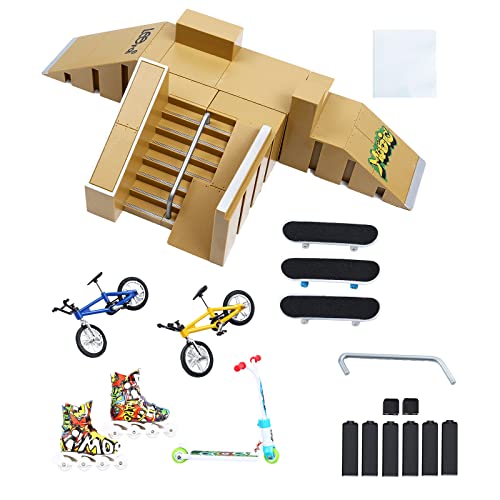 IOUGDSEC Kit de Skate Parc pour Skateboard, Rampe de Doigt, kit d'entraînement avec 3 Doigts, Outil de Rechange pour vélo à 2 Doigts