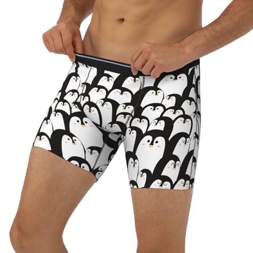 Vosery Mens Extended Length Boxer Briefs - Cartoon Penguin Soft Comfortable Mens Underwear Boxer Briefs