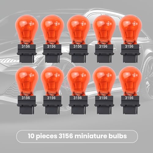 YYTQP 10 PCS 3156 Car Brake Light Bulb, 12V 21/5W Vehicle Turn Signal Light Accessory, 3156 Single Filament Bulb Lighting Accessory, Universal for Most Cars, Trucks and Vans (Amber) - Thumbnail 4