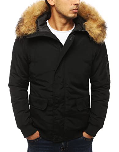 Caxndycing Winterjacke Herren Mit Fellkapuze - Vintage Parka Im Hip Hop Style
