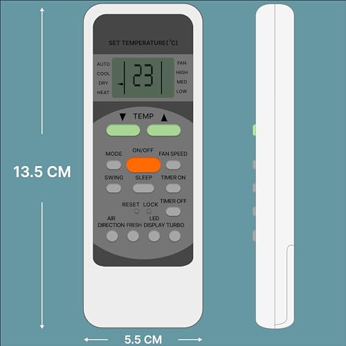 Image of ZIEVA Compatible with Electrolx AC Remote for 1 1.5 2 ton Split /Window Air Conditioner - Please Match The Original Remote (AC 12)
