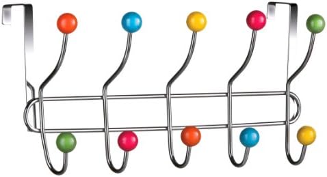 Premier Housewares Over Door Hooks Multi Color Plastic Over The Door Hanger / Hangers For Bedroom 10 Chrome Finish Hook Back Of The Door Coat Hanger 40 x 12.5 x 17.5
