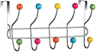 Premier Housewares Over Door Hooks Multi Color Plastic Over The Door Hanger / Hangers For Bedroom 10 Chrome Finish Hook Back Of The Door Coat Hanger 40 x 12.5 x 17.5