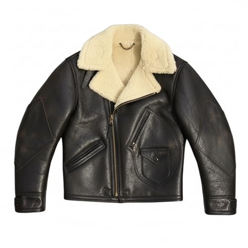 Fashion Fin Men’s Premium Real Sheepskin Leather B3 Aviator Jacket with Soft Shearling Lining | Hand-Finished Heritage Coat (US, Alpha, X-Large, Regular, Regular, Black)