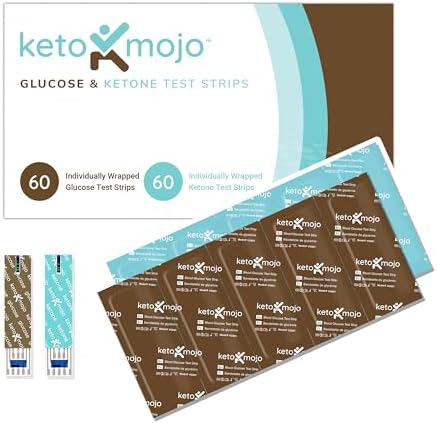 KETO-MOJO Blood Glucose and Ketone Test Strips Combo Pack | 60 Gl...