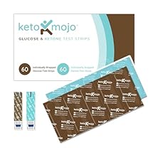 KETO-MOJO Blood Glucose and Ketone Test Strips Combo Pack | 60 Glucose + 60 Ketone Strips 120 Count | for Use Only with GK+ Meter