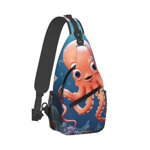 Bolso tipo Sling para mujer y hombre negro con diseño de pulpo miniatura 7