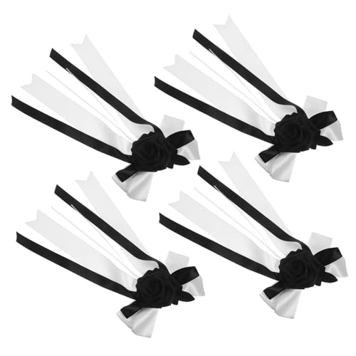 ULDIGI 4 Pezzi Funebri Neri con Artificiali Decorazioni Versatili per Maniglie Auto Specchietti Retrovisori Corone e Ambienti Funerari