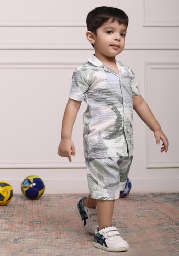 Image of POLKA TOTS 100% Cotton Co-Ord Set for Boys | Half Sleeve Shirt & Shorts Beach Outfit for Kids | Ultra-soft & Breathable Summer Clothes for Toddler & Baby Boy | Casual Dress & Printed Nightwear Set