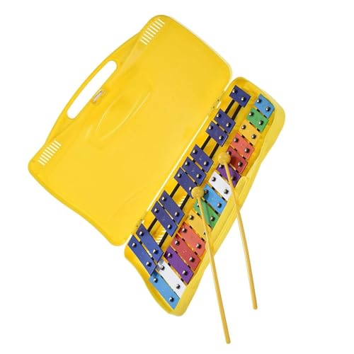 Glockenspiel Colorful 25 Note Glockenspiel Xylophone Percussion Instrument With Yellow Plastic Case