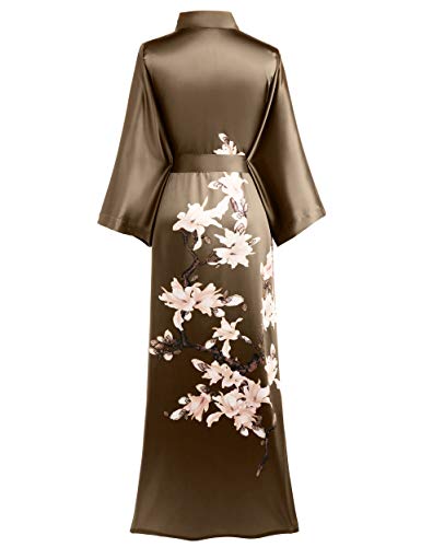 Image of BABEYOND Kimono Robe Cover up with Box Long Floral Satin Sleepwear Silky Bathrobe Bachelorette Robe