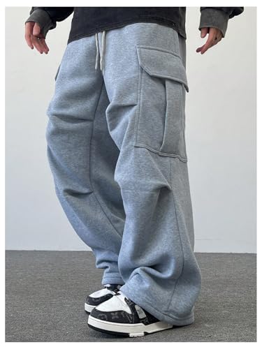 Men's Baggy Sweatpants Casual Workout Street Drawstring Waist Wide Leg Cargo Pants2