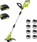 12' Cordless String Trimmer with 2 2.0Ah Battery and Charger, Electric Weed Wacker, Weed Eater Battery Powered, 20V Lawn Mower Lawn Edger, Auto Line Feed Grass Cutter Lightweight Garden Tools for Yard