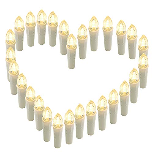 Preisvergleich Produktbild HENGMEI 30er Weihnachtskerzen Christbaumkerzen Christbaumbeleuchtung Warmweiß Flammenlose mit Fernbedienung Weihnachtsbeleuchtung für Weihnachtsbaum, Hochzeit, Partys (30 Stücke)
