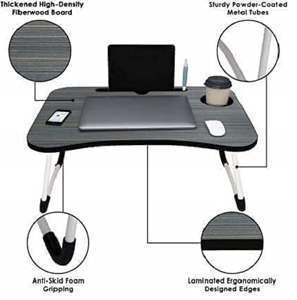 DIVIJA STORE Study Table Bed Table Premium Laptop Table/And Portable Plastic/Writing Desk For Office/Home/School (Black), 59.7 cm