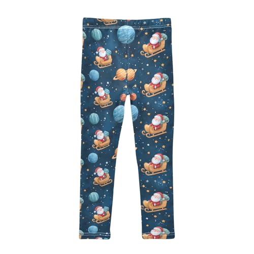 Girls' Athletic Leggings Ankle Length Yoga Dance Pants Kids Teen 4T Santa Claus Sleigh2