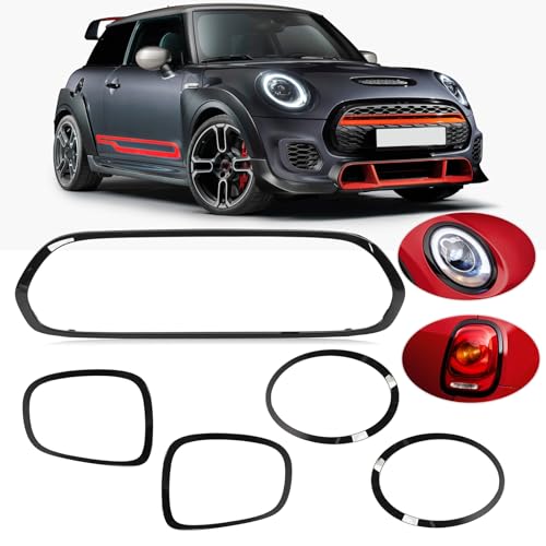 5 uds. Embellecedores de Cubierta Envolvente de Rejilla de Luz Trasera de Faro Negro Brillante para Mini F55 F56 F57 One S JCW 2014+