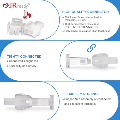 JRready ST6425 MLX 3 Pin Power Connector,2.13mm Diameter Pin and Sockets 14-20 AWG,Compatible with Molex MLX 3 Pin Male& Female Connector (6 Matched Sets),6.35mm Pitch - Image 6