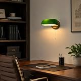 Alpinaluz Applique Vintage Banquier E27, Verre Vert et Bronze...