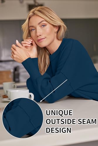 Image of LILLUSORY Women's Oversized Batwing Sweaters 2026 Fall Outfits Trendy Crewneck Knit Side Slit Fashion Pullover Tops