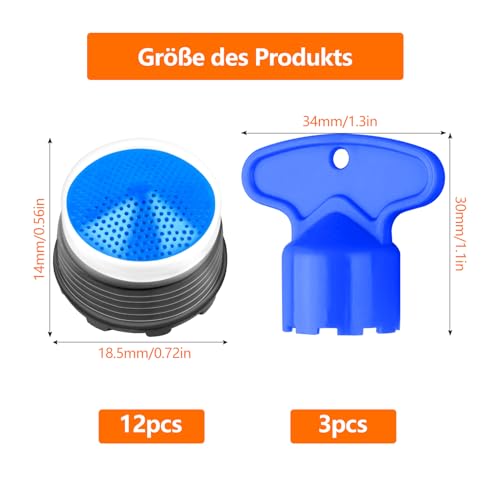 15 Stück WasserhahnLuftsprudler Set WasserhahnSieb LuftsprudlerSpritzaufsatz KüchenspüleLuftsprudler BelüftungsWasserhahnLuftsprudler LuftsprudlerEinsatz für die Meisten Wasserhähne