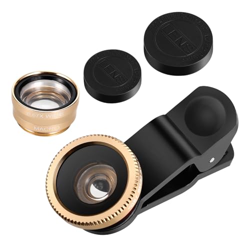 ABOOFAN Universal 3-in-1 phone camera lens suite clip-on fisheye macro super wide angle lens aluminium alloy easy to attach oil and water proof suitable for smartphones