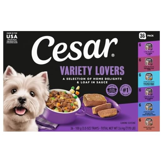Cesar Home Delights & Classic Loaf in Sauce Adult Wet Dog Food, Variety Pack, Wet Food for Dogs, 3.5 oz Tray, 36 Count