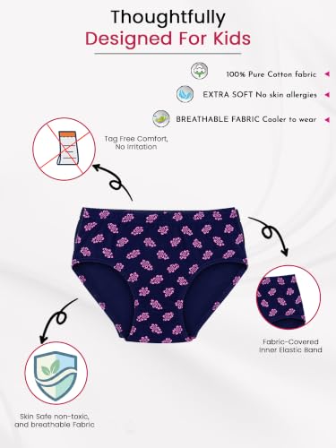 Image of DYCA by Bodycare Girls Cotton Briefs, Soft & Breathable Panties, Pack of 6, Print & Colour May Vary