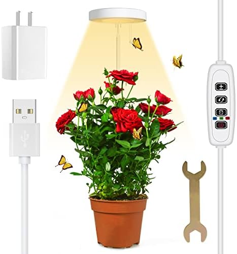 Mini Grow Lights Small Plant Light Lamp for Indoor Plants, KOFOHO Full Spectrum Height Adjustable LED Growing Lamp 3 Color Lights w/Auto Timer 3/9/12H, 9 Dimmable Brightness,for Small Plants
