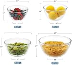 Cuiselect 4pc Ensembles de bols de mélange de verre (2.80QT, 1.64QT et 1.16QT; 0.85QT), bol de cuisine épais en verre pour la préparation de cuisson, le four, le stockage, les grandes salades Sets-Lavage-vaisselle Congélateur micro-ondes Coffre-fort