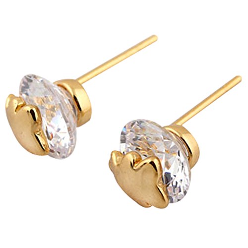YAZILIND 18 k chapado en oro aretes cúbicos Zirconia blanco pequeño oso pendiente mujeres cumpleaños de las niñas joyas regalo