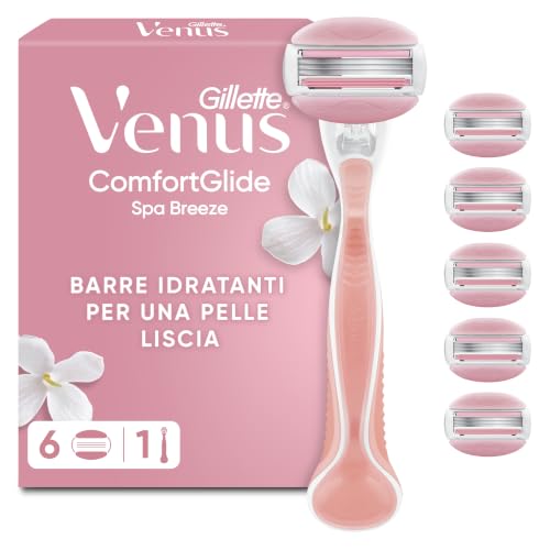 Gillette Venus ComfortGlide Spa Breeze Rasoio Donna Con 1 Lamette Di Ricambio, Manico In Metallo Riutilizzabile E Supporto Per Doccia