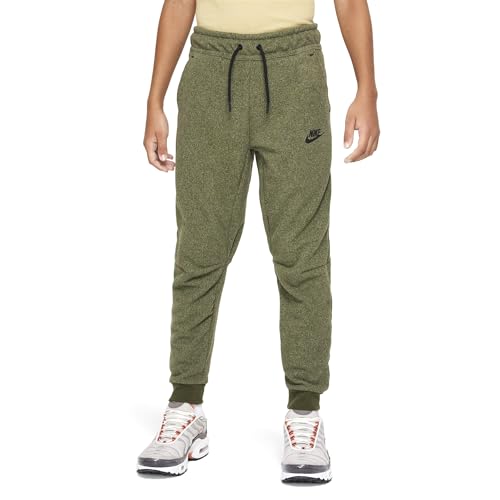 Nike Sportswear Tech Fleece Big Kids' (Boys') Winterized Pants (US, Alpha, Medium, Regular, Rough Green/Black)