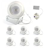 EOSMILE 4 Inch 6 Pack White Ultra-Thin 30° Adjustable Gimbal LED Recessed Light with Junction Box, 12W 1200LM, 2700K-500K Selectable, Dimmable, Ideal for Bedroom & Living Room, ETL FCC Certified